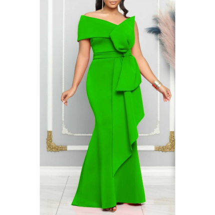 Kylie Diagonal Collar Maxi Dress